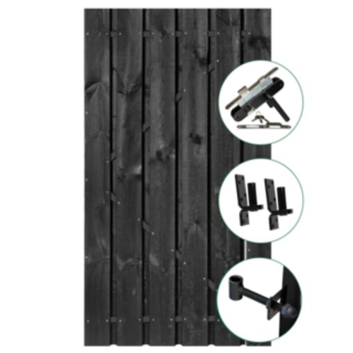 Tuindeur Privacy grenen zwart